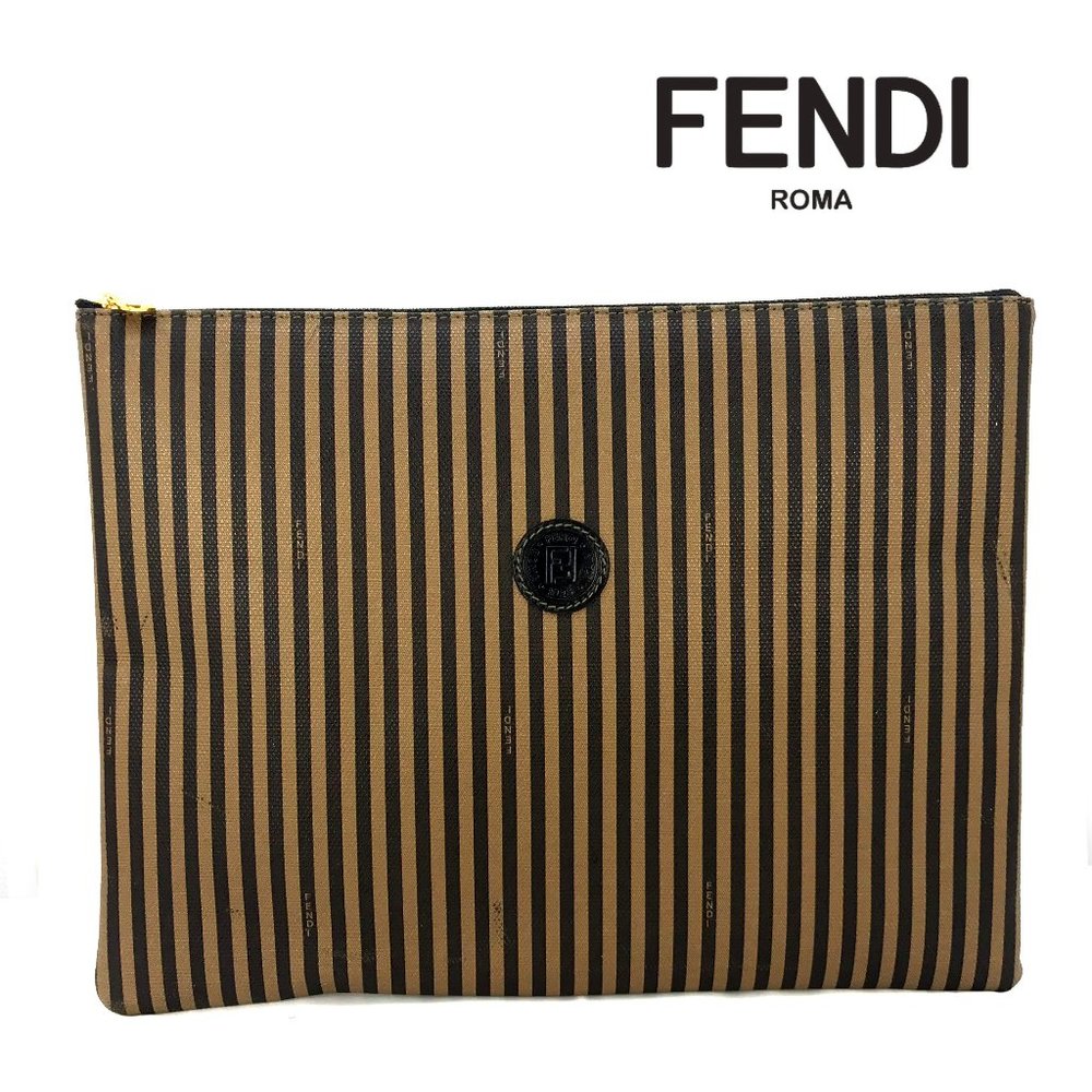 FENDI Pouch Bag Vintage Authentic Penguin Stripes